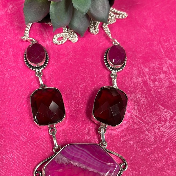 Garnet & Ruby & Agate Necklace - Picture 5 of 13